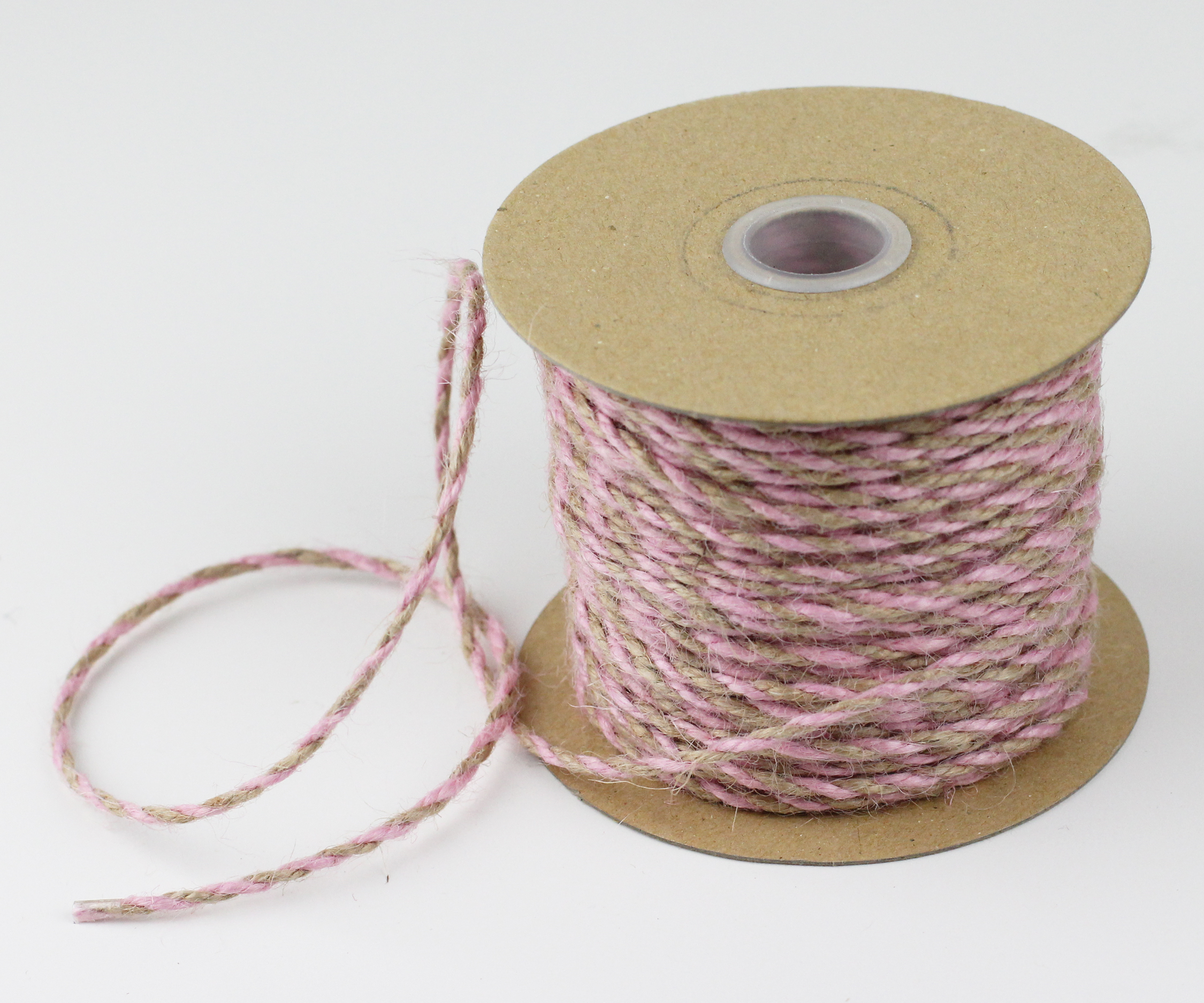 2.5 mm Pink/Natural Jute Twine - 50 Yards - Click Image to Close