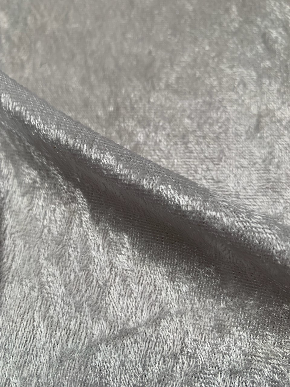 58" Silver Stretch Velour Fabric - By The Yard