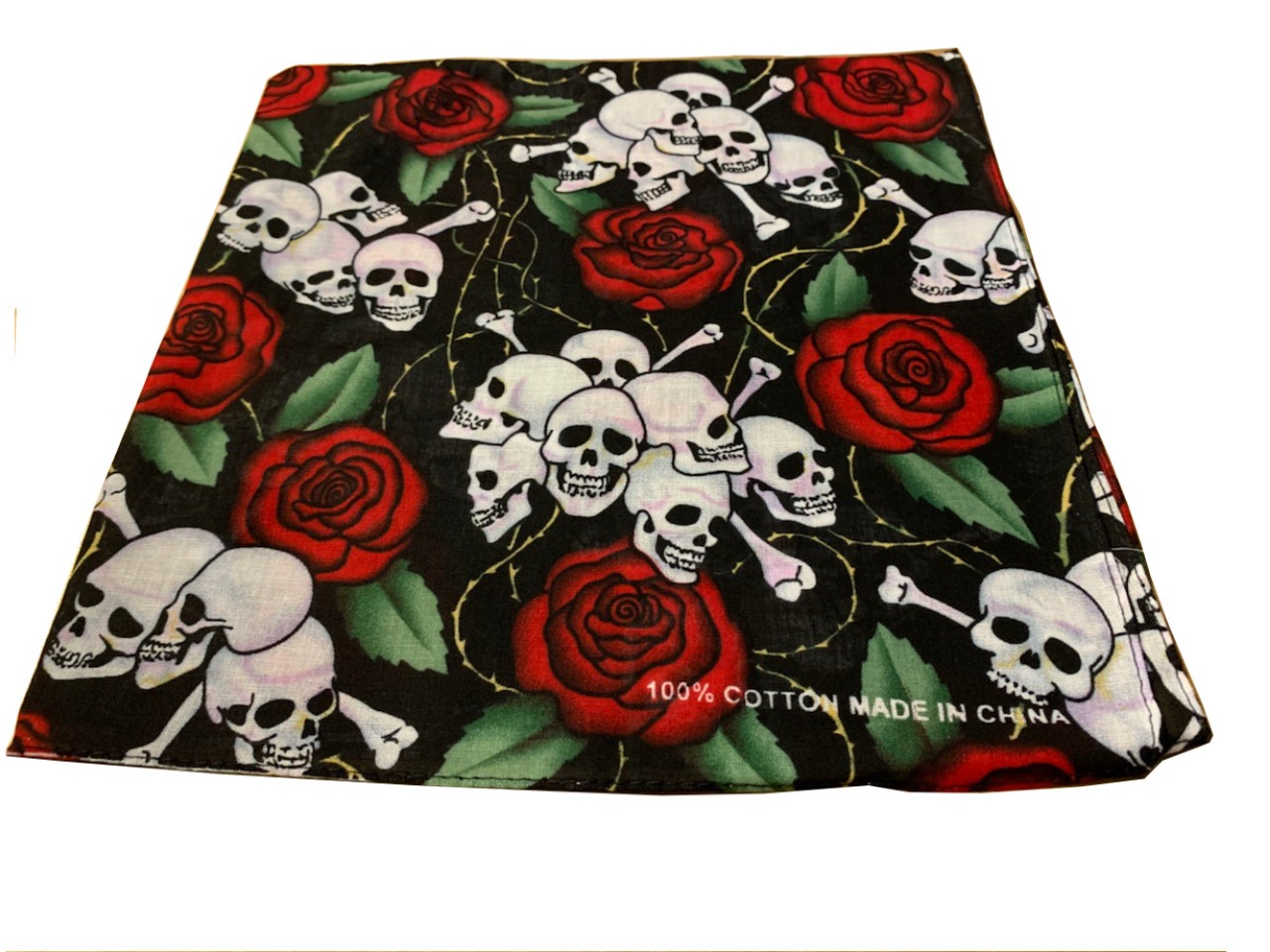 Skulls & Roses Bandana 22" X 22" 100% Cotton