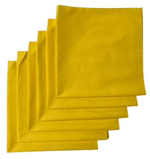 Made in the USA Solid Yellow Bandanas 6 Pk, 22" x 22" Cotton