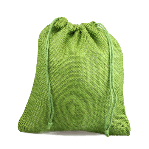 10" x 12" Green Burlap Bag with Drawstring (10/pk)