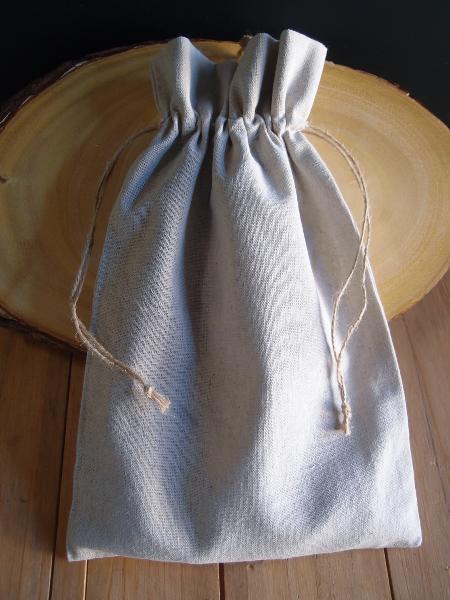 8" x 12" Linen Jute Drawstring Bags (12 Pack) - Click Image to Close