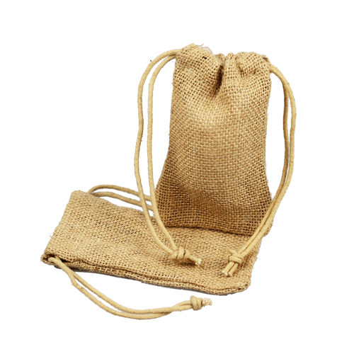 3" x 5" Natural Burlap Bag with Drawstring (12/pk) - Click Image to Close