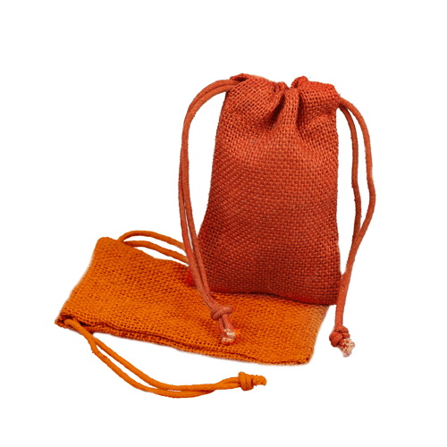 3" x 5" Orange Burlap Bag with Drawstring (12/pk)