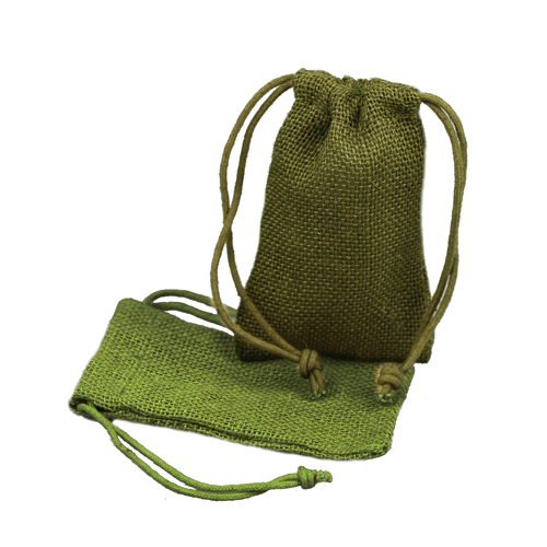 3" x 5" Moss Burlap Bags with Drawstrings (12/pk)