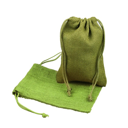 Moss Colored Jute Drawstring Bags - 5 x 7 (Set of 12)