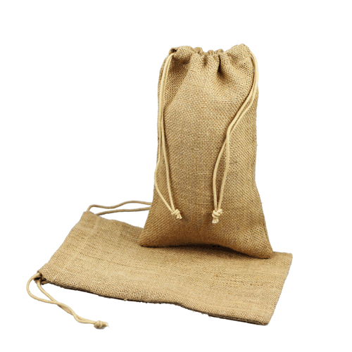 6" x 10" Natural Burlap Bag with Drawstring (12/pk) - Click Image to Close