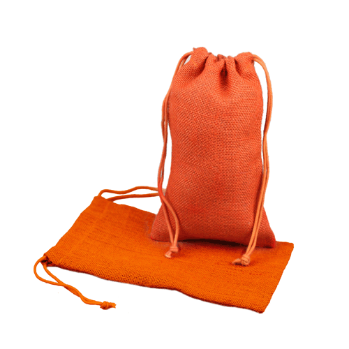 6" x 10" Orange Burlap Bag with Drawstring (12/pk)