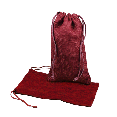 6" x 10" Burgundy Burlap Bag with Drawstring (12/pk)