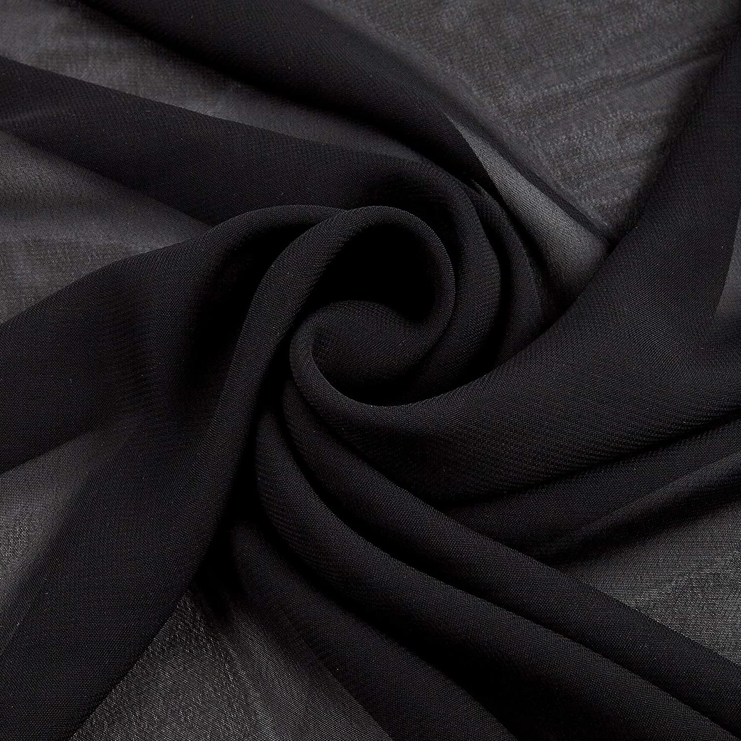 58" Black Chiffon Fabric By The Yard - Polyester - Click Image to Close