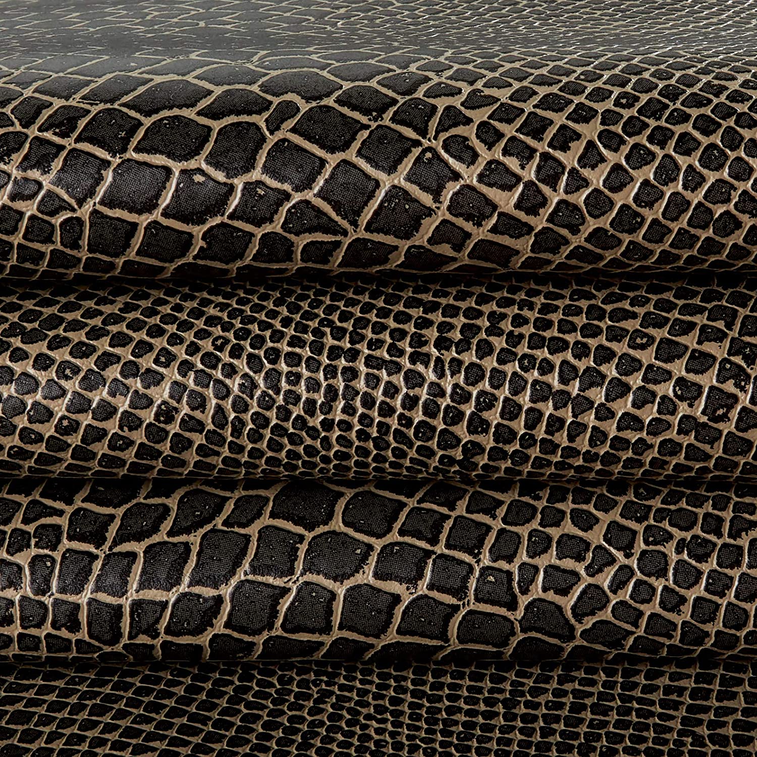 54" Black Lizard Faux Leather Fabric - Per Yard - Click Image to Close