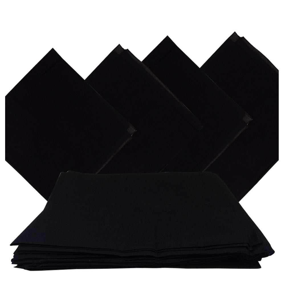Black Bandanas - Solid Color 22" x 22" (12 Pack)
