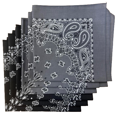 Paisley Bandanas USA Made 22" x 22" - 6 Pack Assorted As Shown