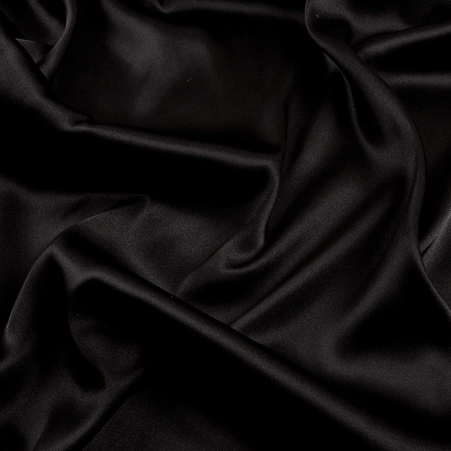 58/60" Black Charmeuse Satin Fabric By The Yard