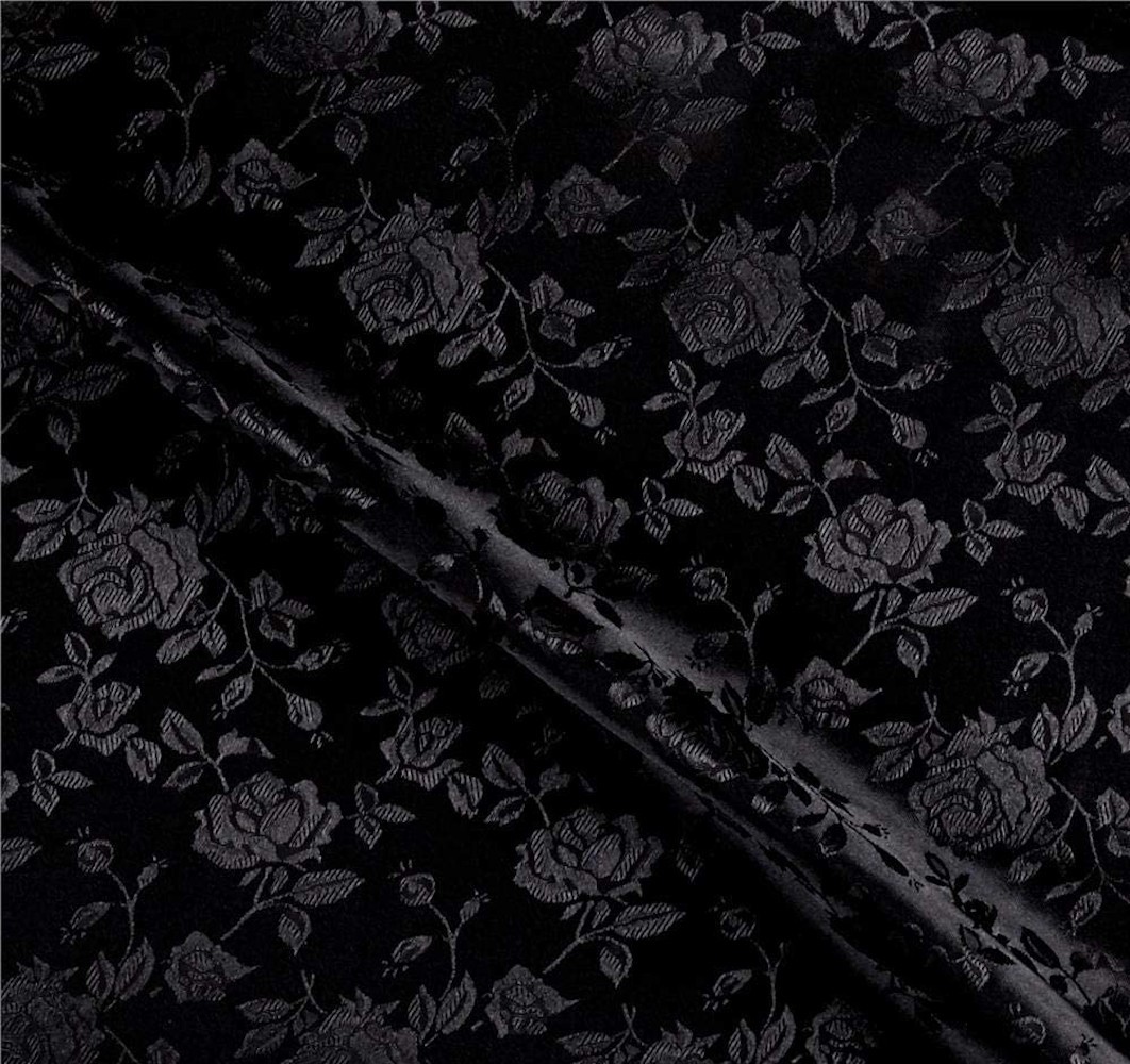 59/60" Black Jacquard Satin Fabric Per Yard - 100% Polyester - Click Image to Close