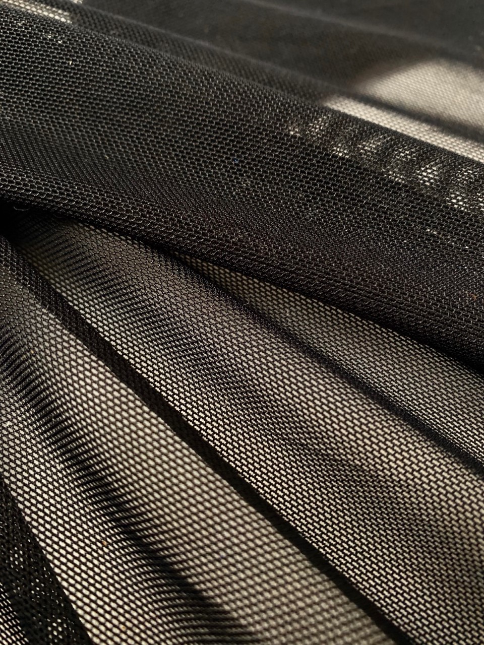60" Black Power Mesh Fabric 80% Poly 20% Spandex Per Yard
