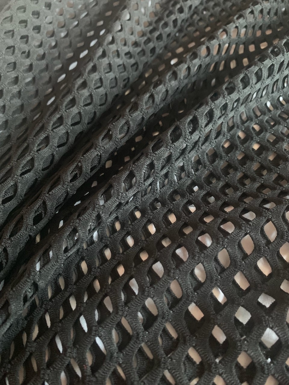 58" Black Poly Mesh Fabric BTY 75% Poly, 17% Nylon, 8% Spandex