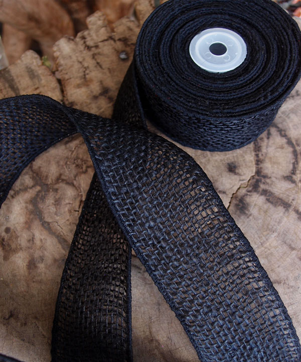 2" Wired Black Ribbon - 10 Yards - Click Image to Close