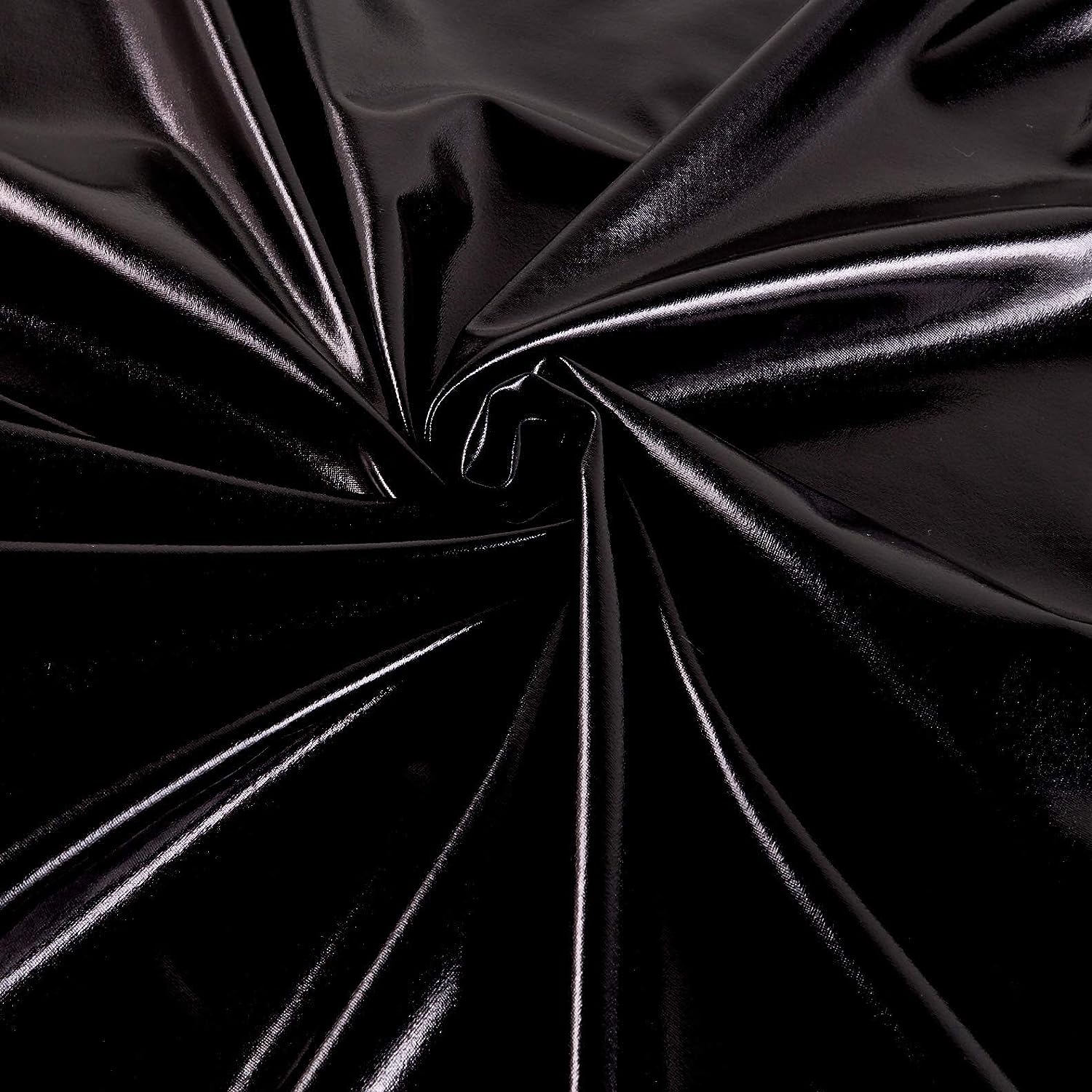 60" Foil Lame Metallic Stretch Spandex Fabric, Black Per Yard
