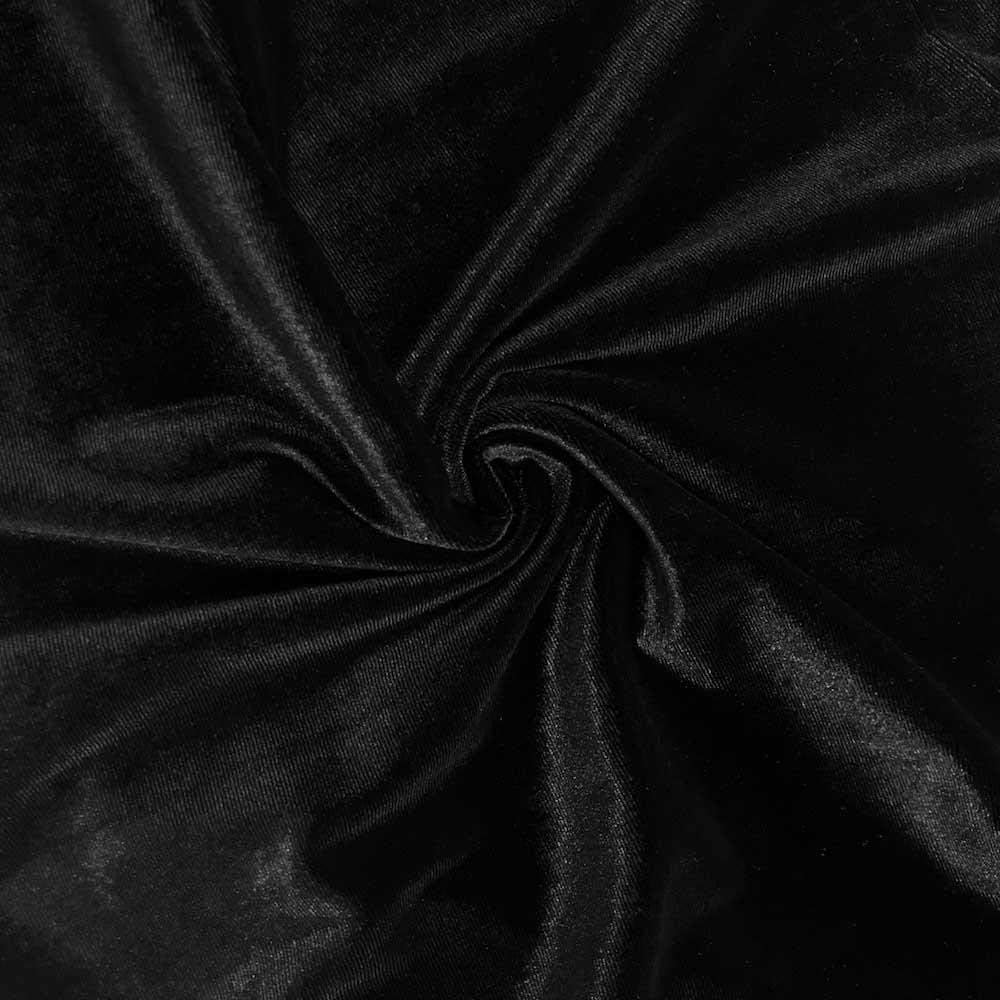 58/60" Black Stretch Velvet Fabric 60 Yard Roll (Free Shipping)