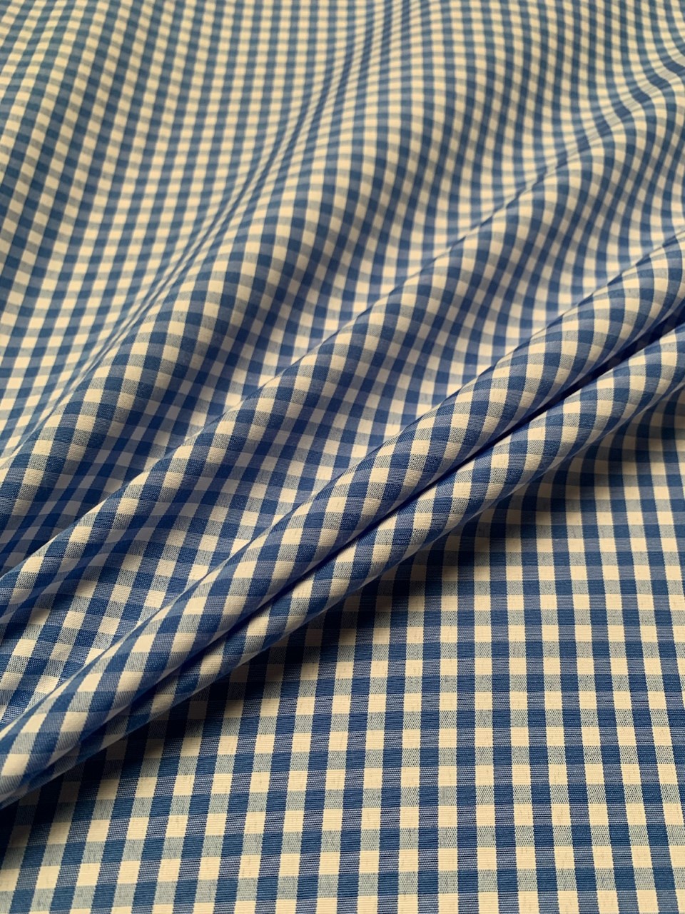 1/8" Blue Gingham Fabric 60" Wide By The Yard Poly Cotton Blend