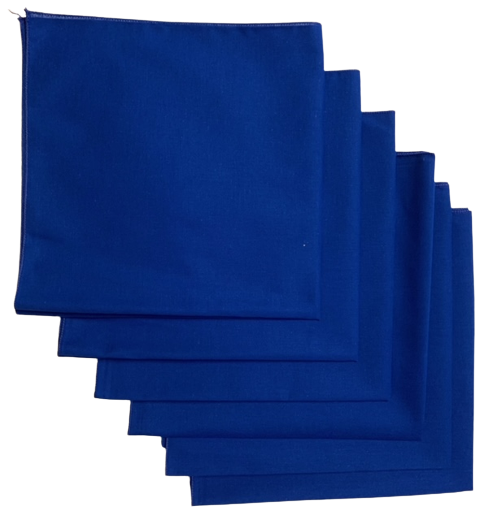 Made in the USA Solid Blue Bandanas 6 Pk, 22" x 22" Cotton