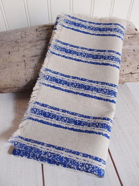 19.5" x 19.5" Fringed Linen Place Mats Blue Stripes (12 Pack)