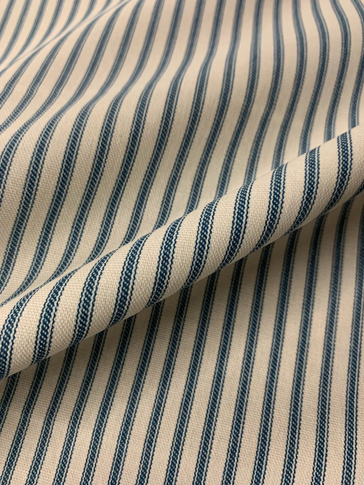 54" Blue Stripe Ticking Fabric - Per Yard