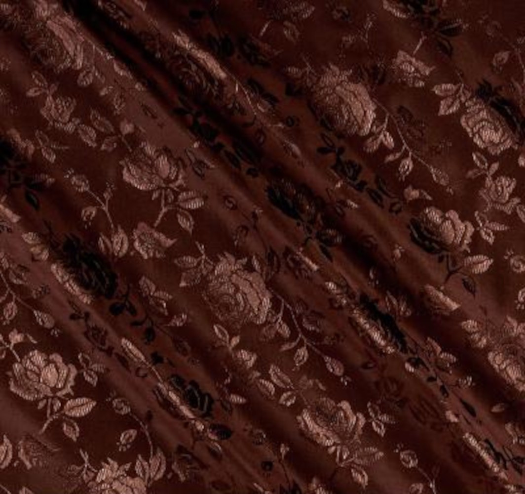 59/60" Brown Jacquard Satin Fabric Per Yard - 100% Polyester