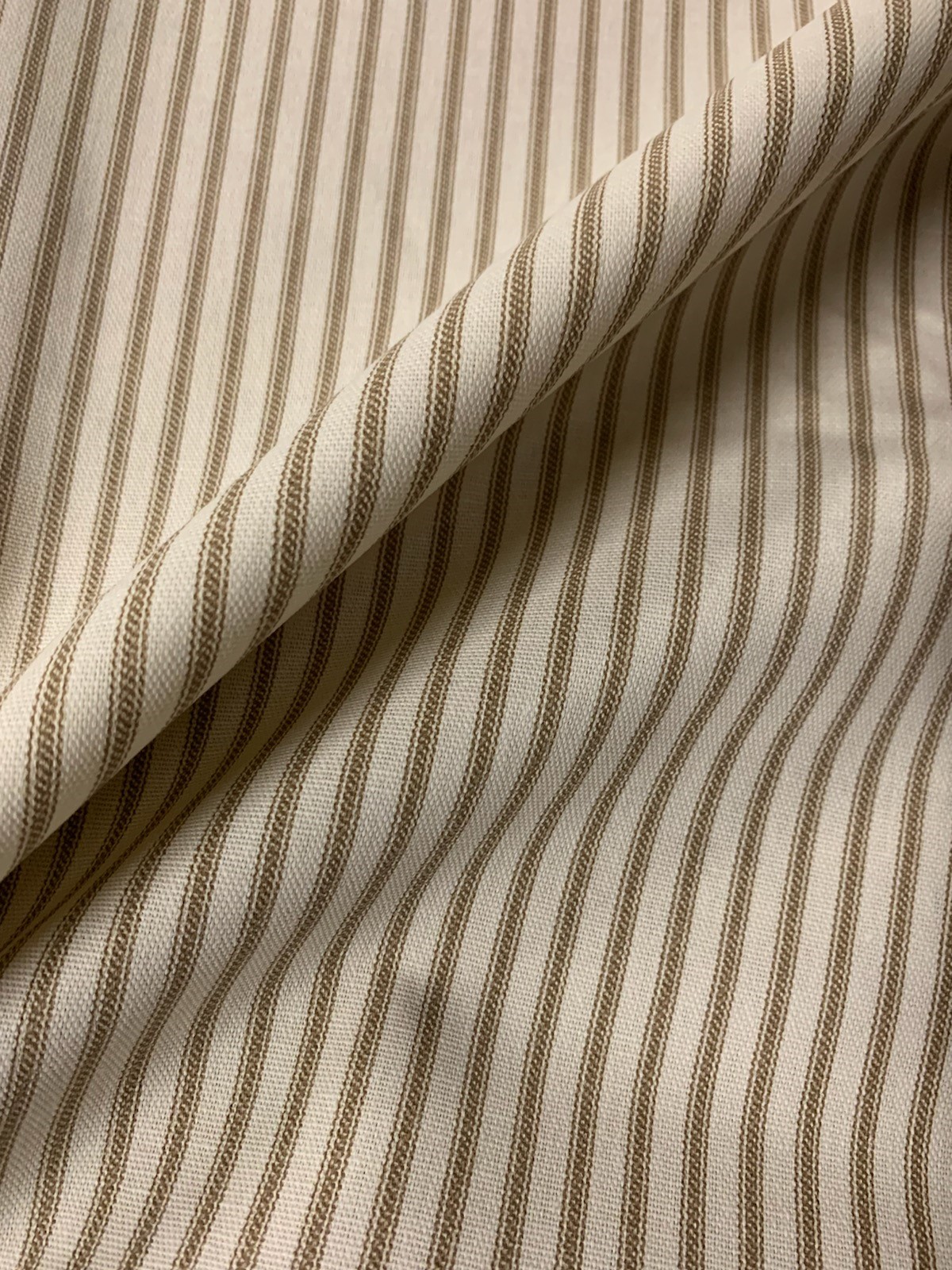 54" Brown Stripe Ticking Fabric - Per Yard