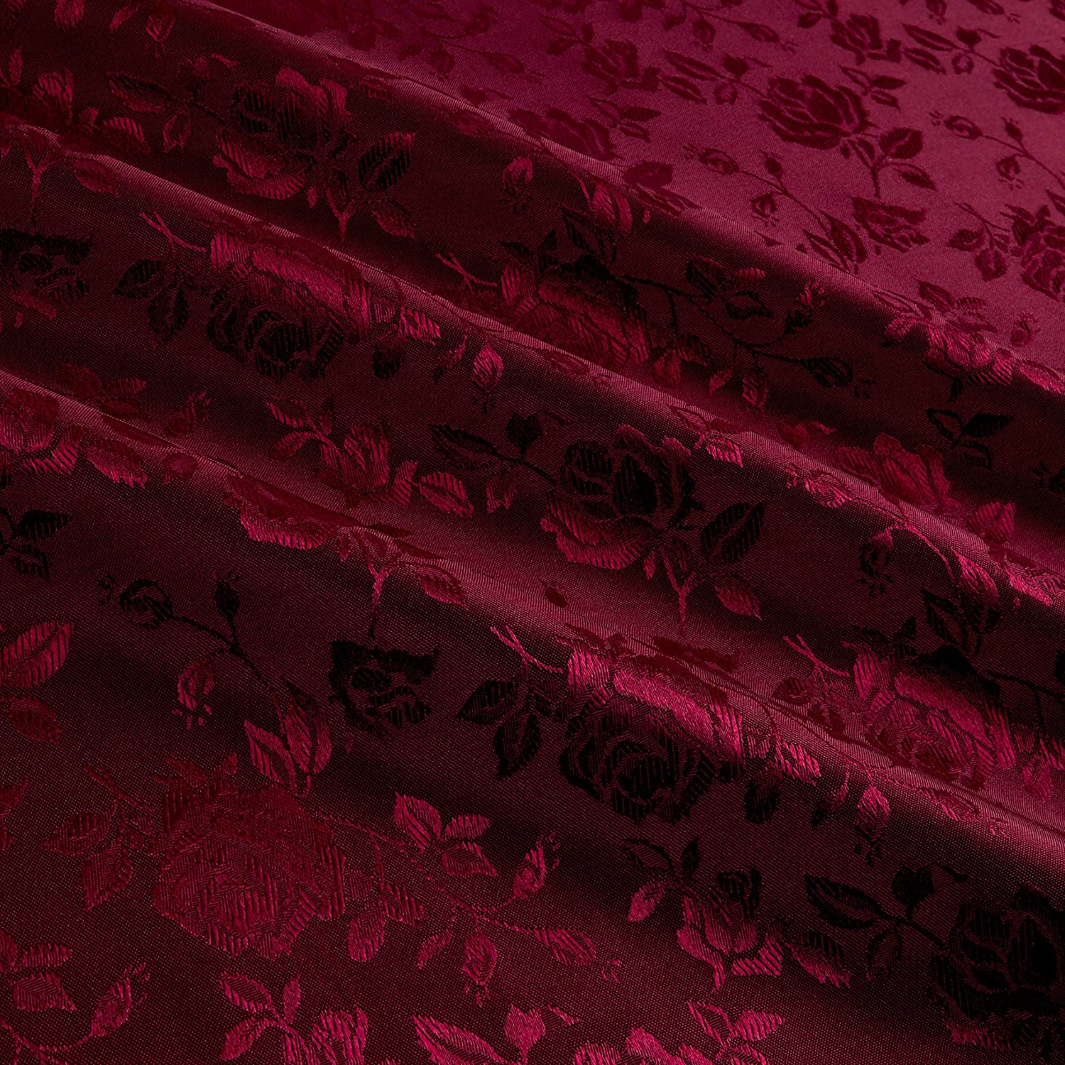 59/60" Burgundy Jacquard Satin Fabric Per Yard - 100% Polyester