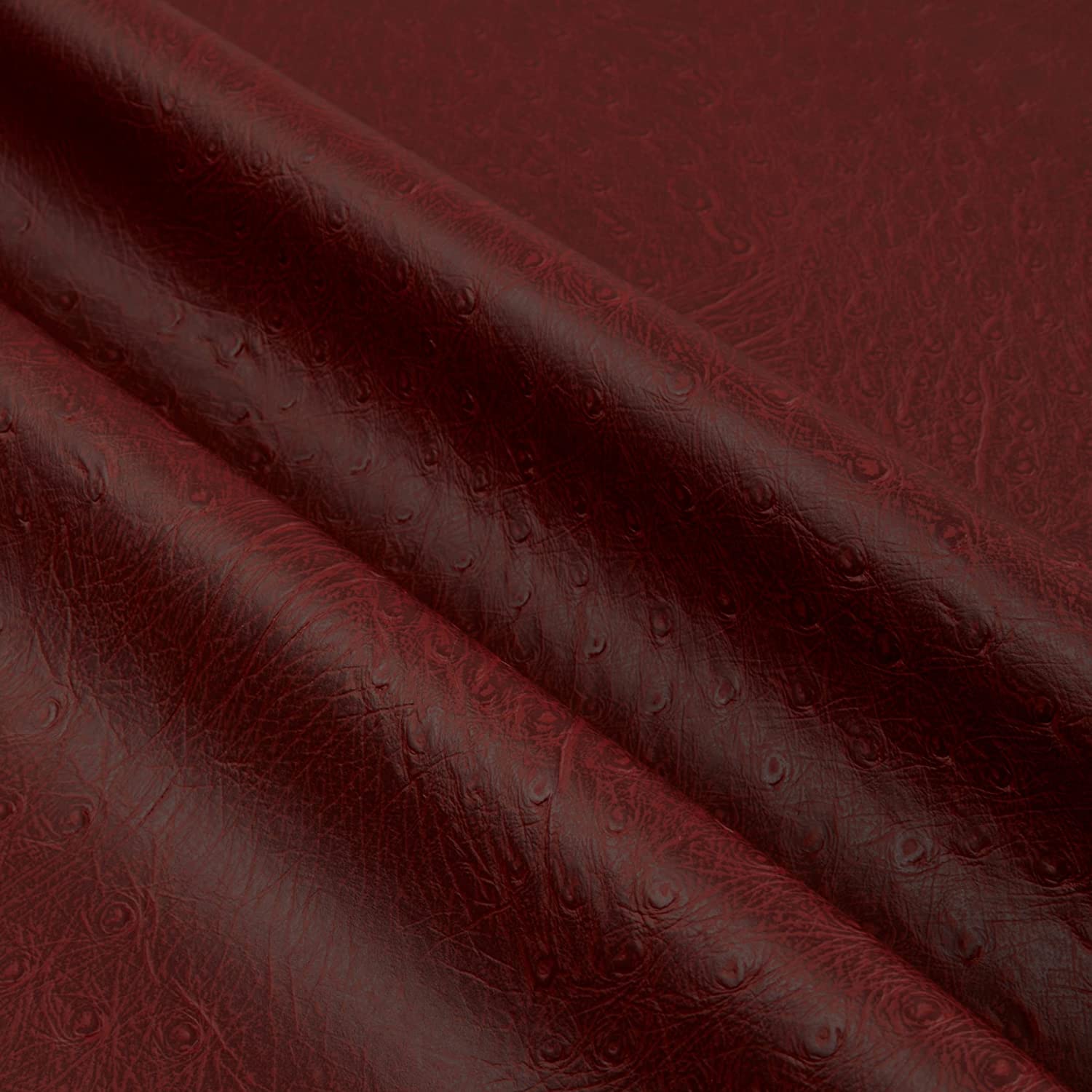 54" Burgundy Ostrich Faux Leather Fabric - Per Yard