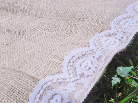 Burlap Aisle Runner with Lace 40" Wide
