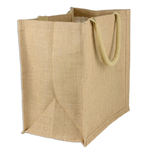 9 x 11 x 4 Jute Shopping Tote Bag Euro Style - Click Image to Close