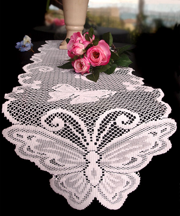Lace Runner with Butterflies 13" x 96"