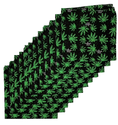 Cannabis Marijuana Bandanas 12 Pack 22" x 22" - 100% Cotton