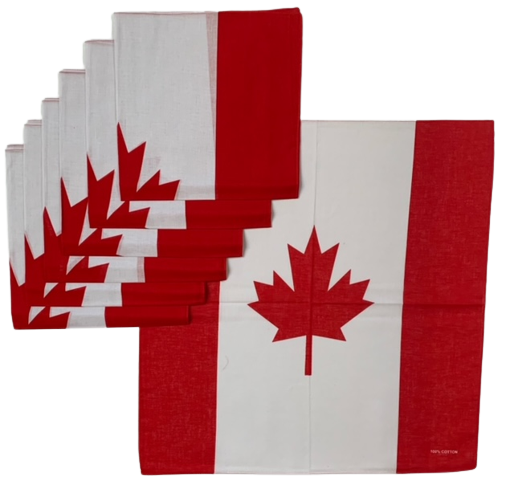 Canadian Flag Bandanas 6 Pack 100% Cotton 22" x 22"