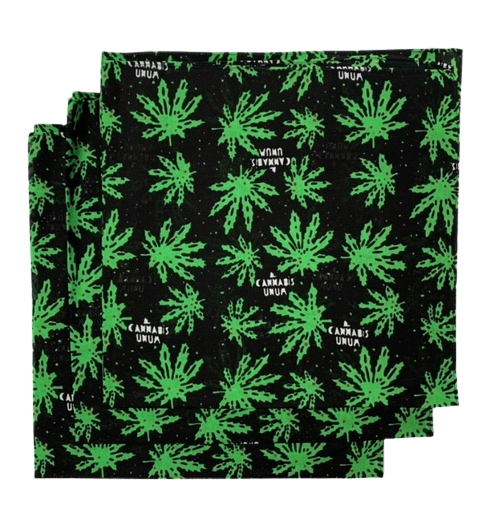 Cannabis Marijuana Bandanas 3 Pack 22" x 22" - 100% Cotton