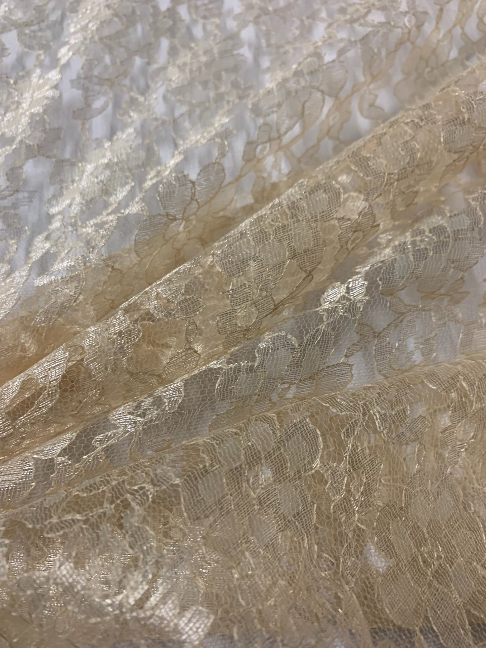 58/60" Champagne Raschel Lace Fabric By The Yard