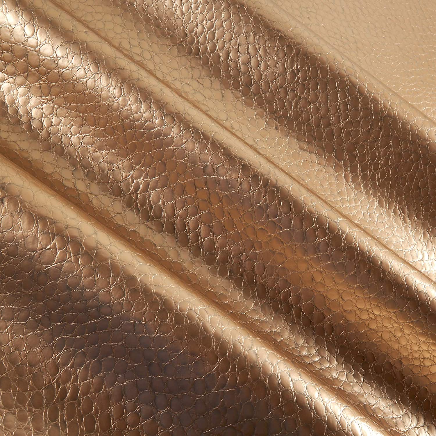54" Dark Gold Crocco Faux Leather Fabric - By The Yard - Click Image to Close