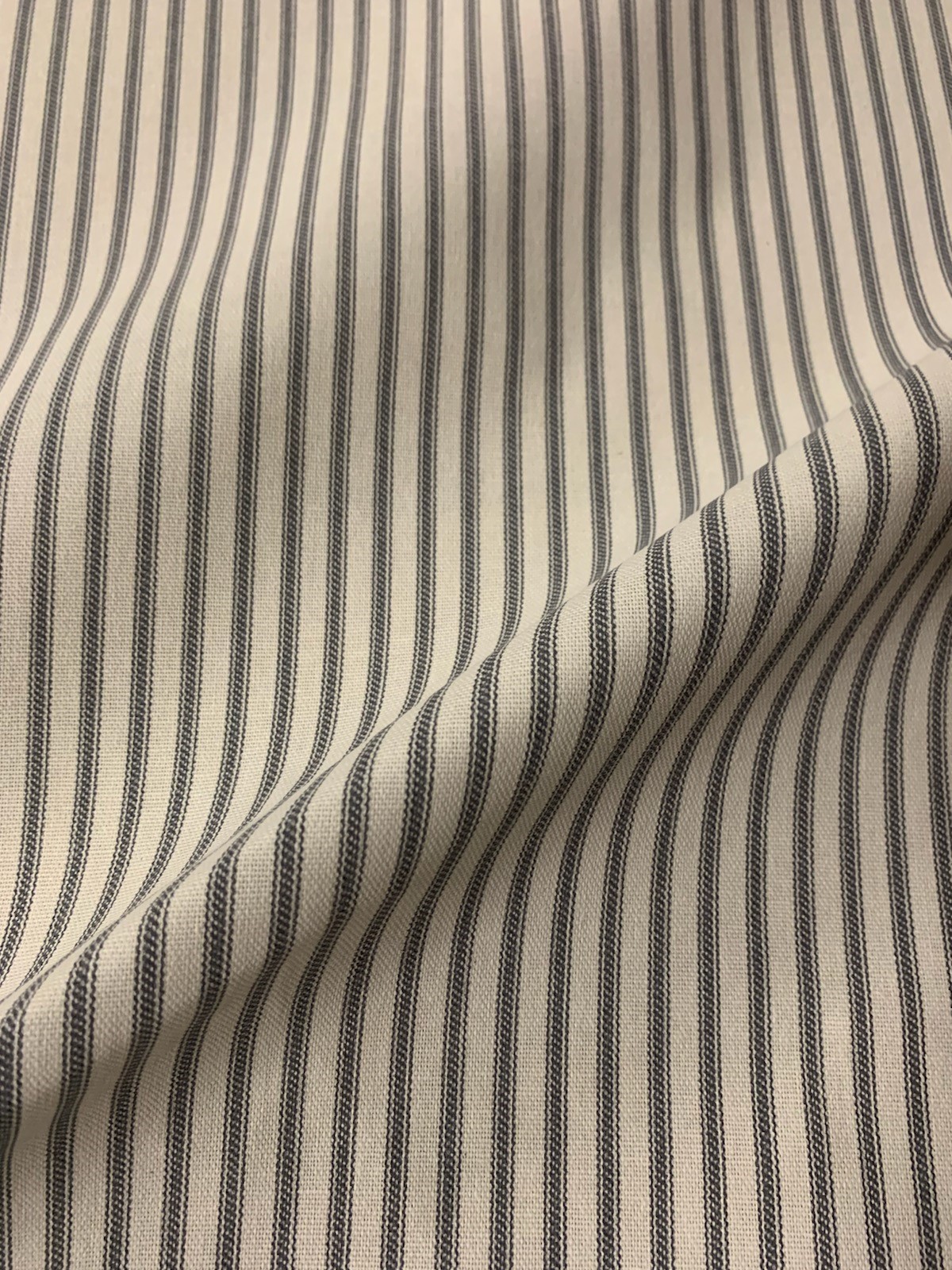 54" Dark Grey Stripe Ticking Fabric - Per Yard