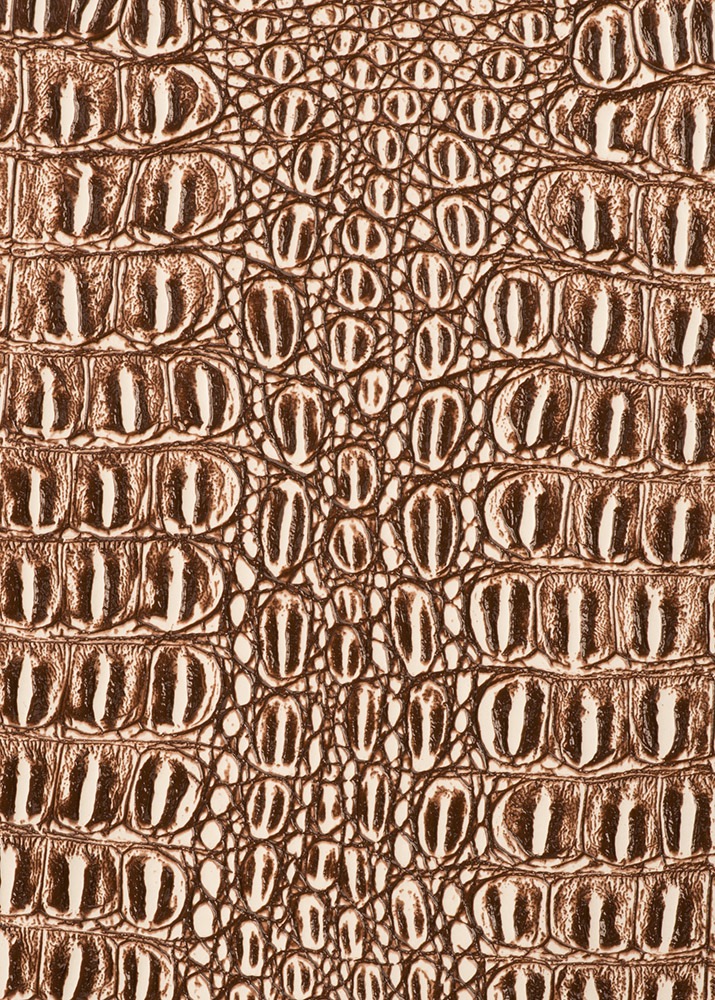 54" Brown Print Gator Faux Leather Fabric - Per Yard