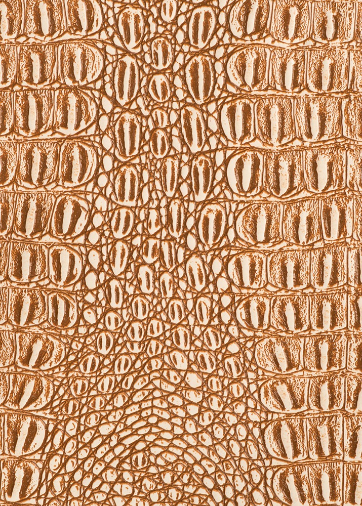 54" Tan Print Faux Leather Fabric - By The Yard - Click Image to Close