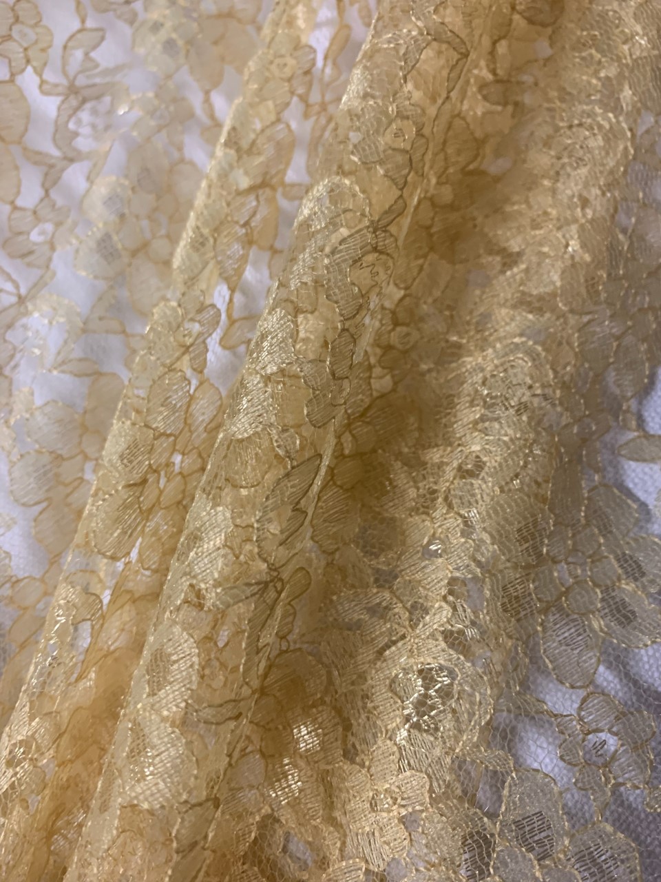 58/60" Gold Raschel Lace Fabric By The Yard