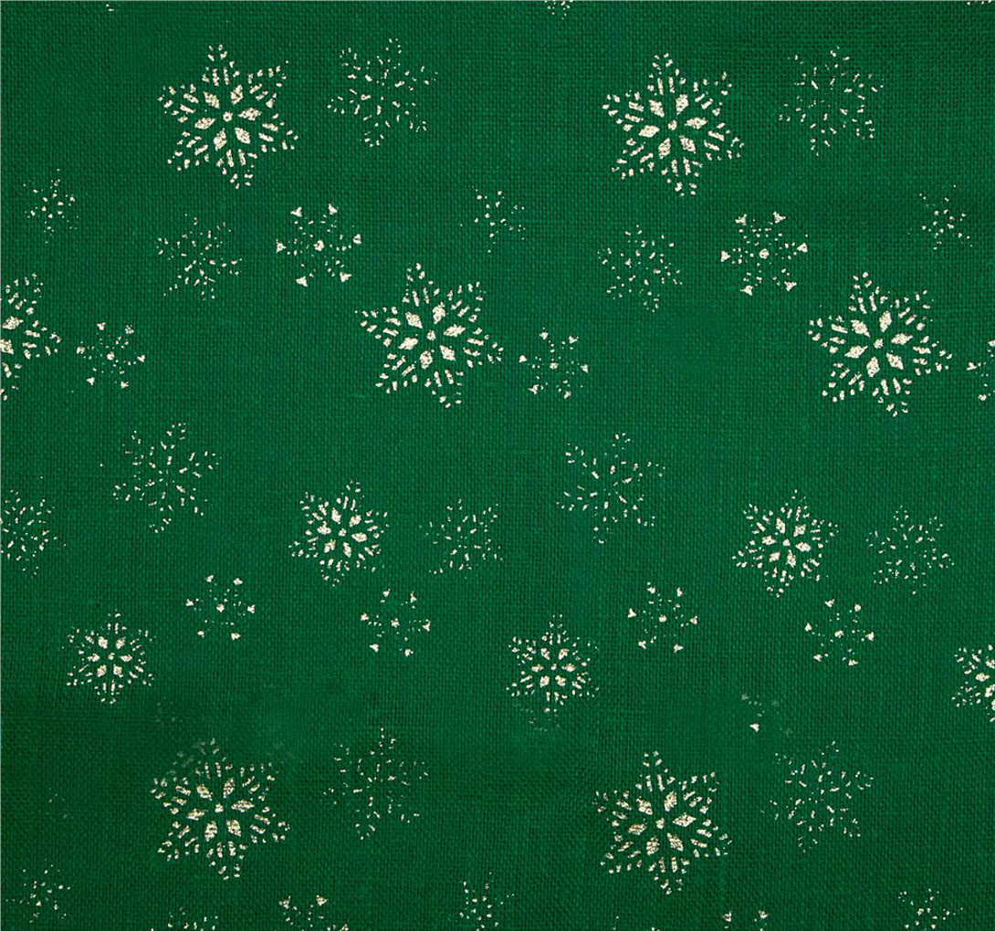 Emerald Snowflake Glitter Burlap 60" wide by the Yard