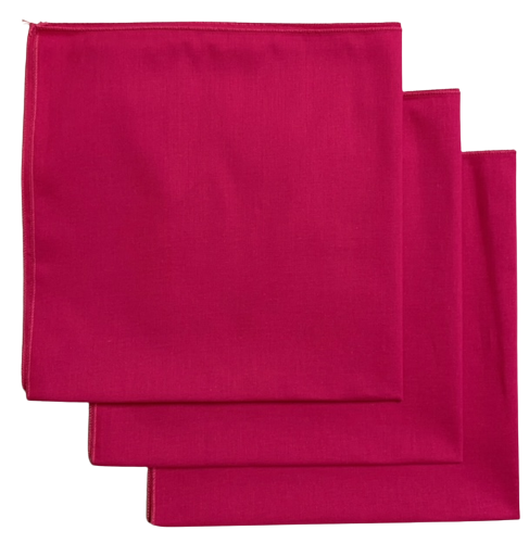 Made in the USA Solid Hot Pink Bandanas 3 Pk, 22" x 22" Cotton