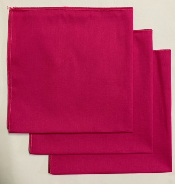 Made in the USA Solid Hot Pink Bandanas 3 Pk, 22" x 22" Cotton