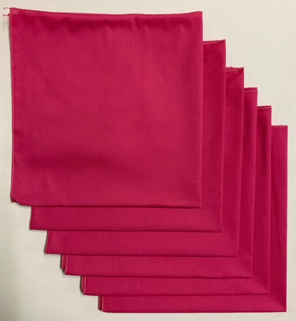 Made in the USA Solid Hot Pink Bandanas 6 Pk, 22" x 22" Cotton