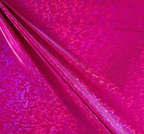(image for) 60" Hot Pink Shattered Glass Hologram Fabric 50 Yard Roll, Spandex 4-Way Stretch