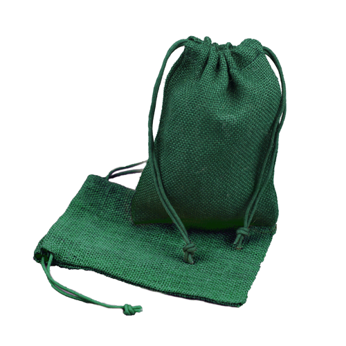 5 x 7 jute drawstring Hunter Green Bags (12 pk)